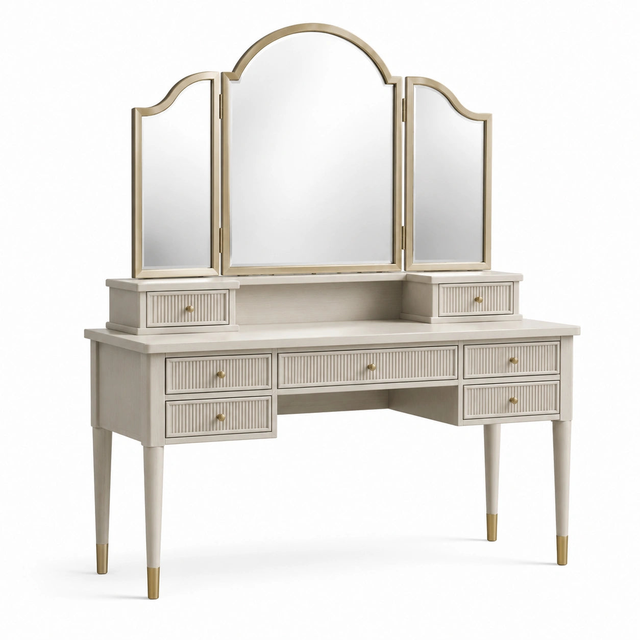 Schminktisch mit dreifachem Spiegel Holz Beige