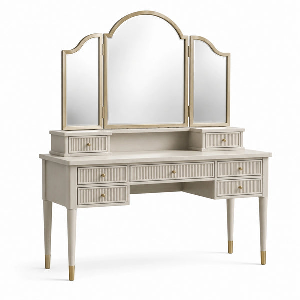 Schminktisch mit dreifachem Spiegel Holz Beige