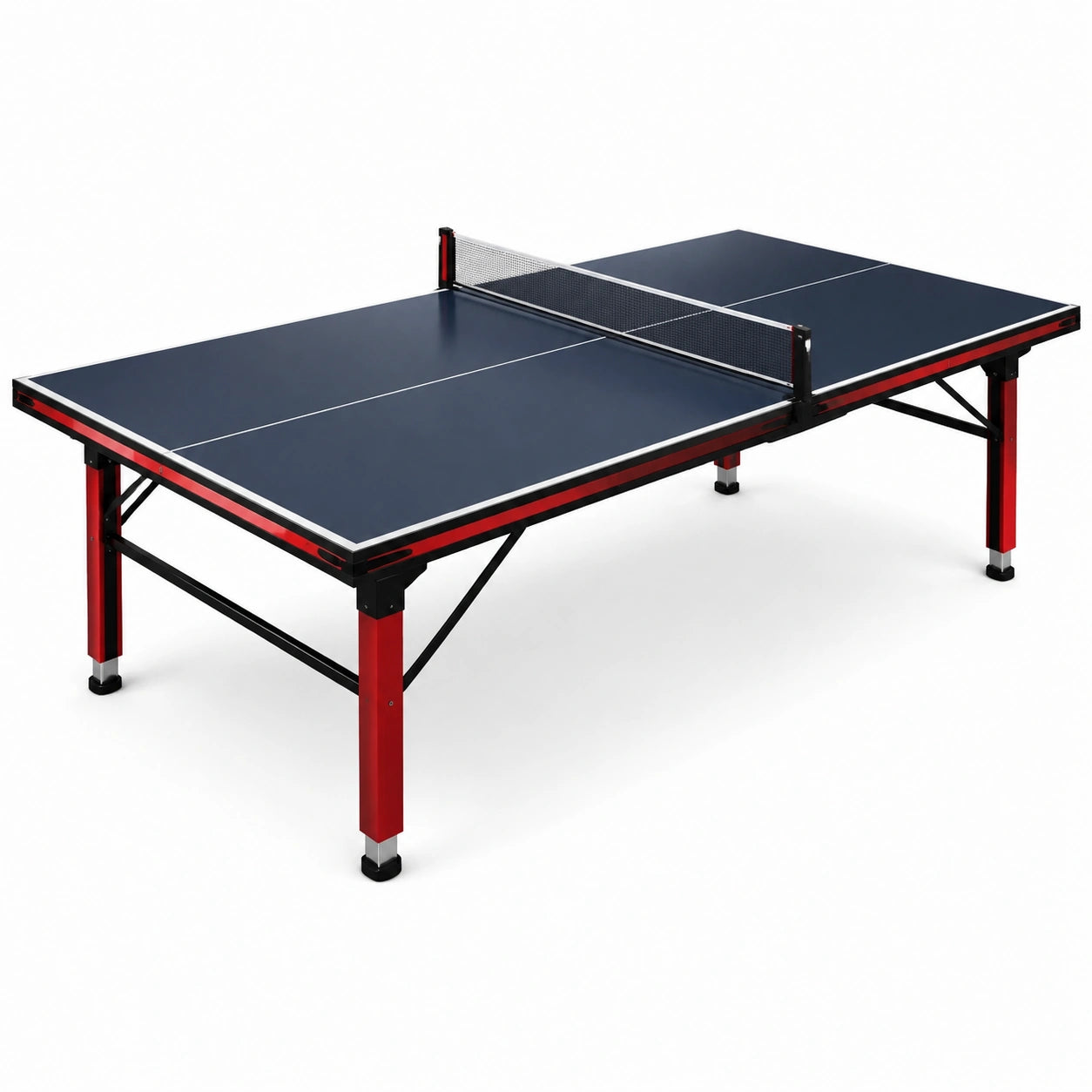 Klappbarer Tischtennistisch aus MDF und Metall Blau/Rot