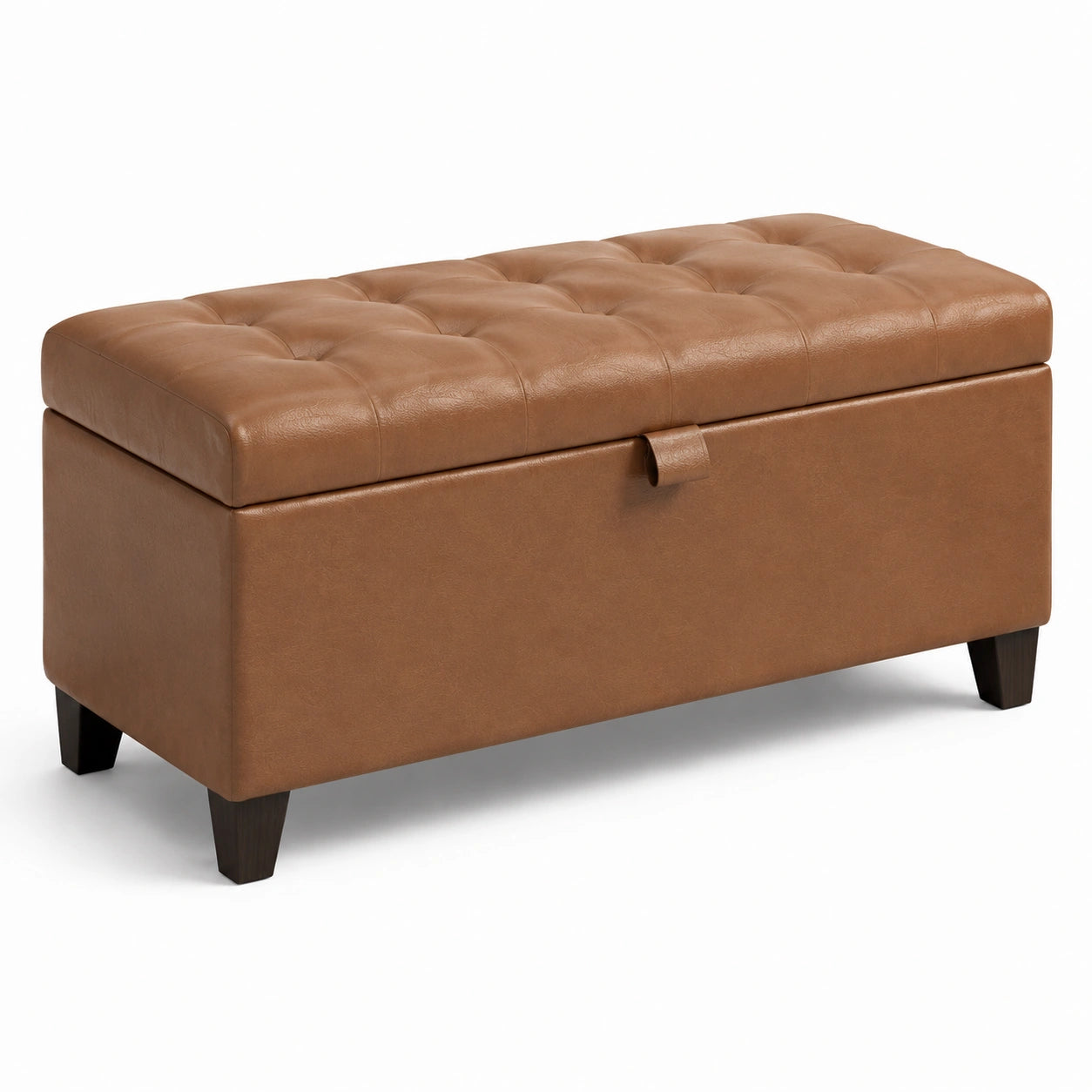 Truhenbank Lederimitat Braun 100x40x45 cm