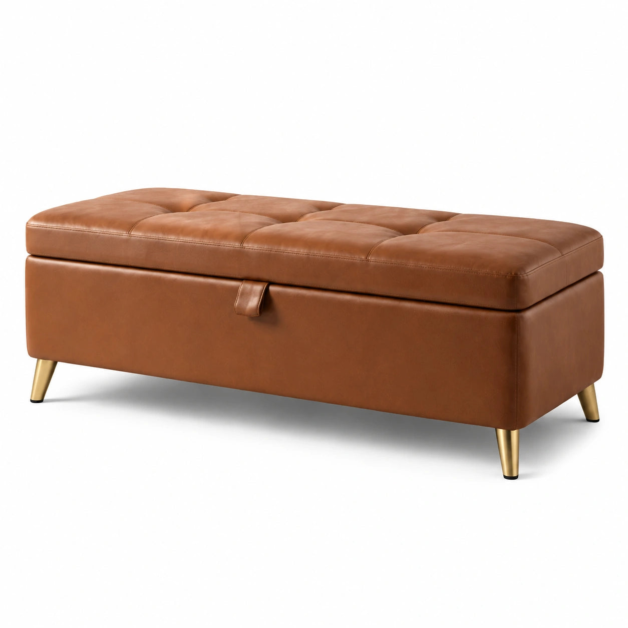 Truhenbank Leder Braun mit Stauraum
