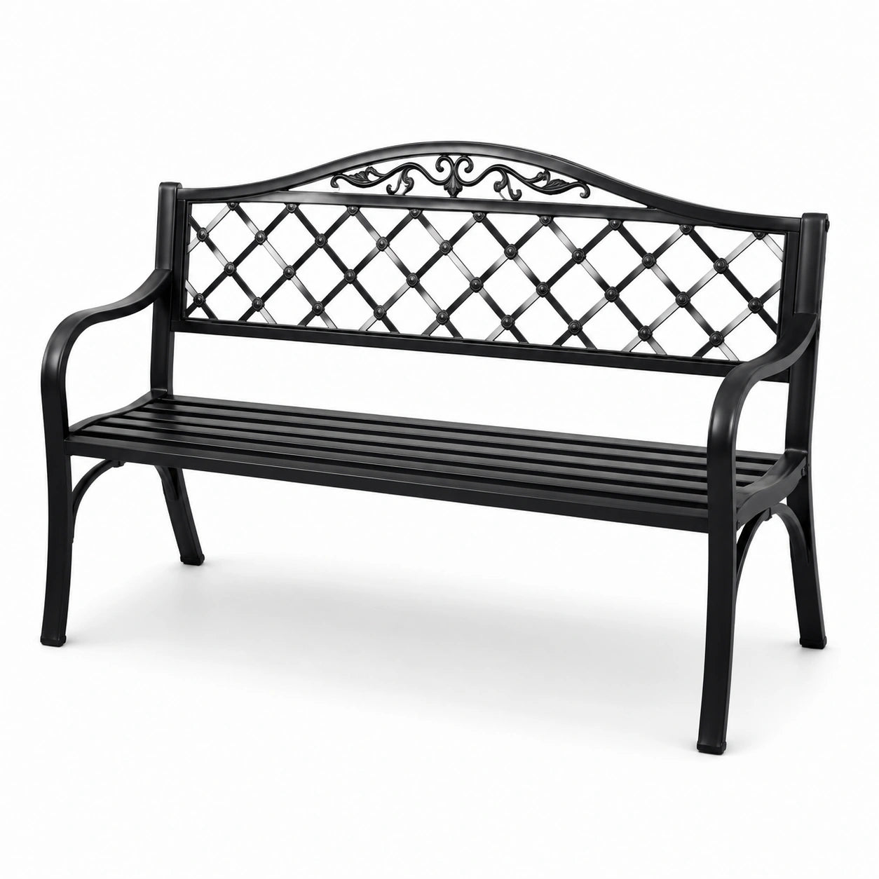 Metall Gartenbank, Schwarz, 126 cm