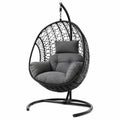 Rattan-Hängesessel mit Stahlrahmen, 130 cm, Schwarz/Grau