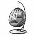 Hängesessel Rattan mit Stahlgestell und Polster Grau